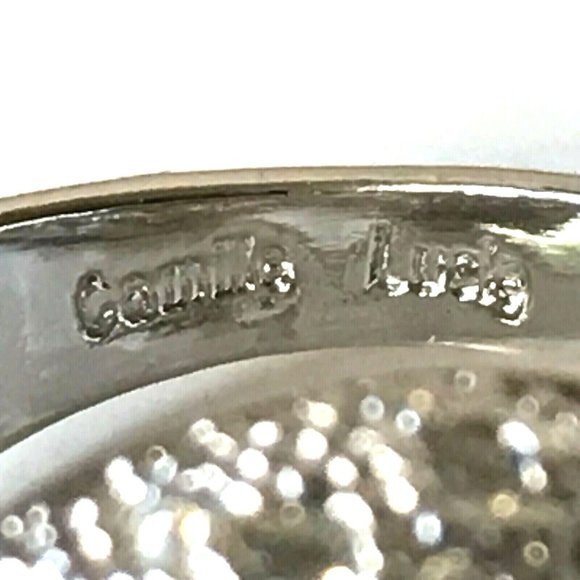 Vintage Silver Criss Cross Cocktail Ring Swarovski Crystal Size 9 Camilla Lucia - Picture 12 of 12